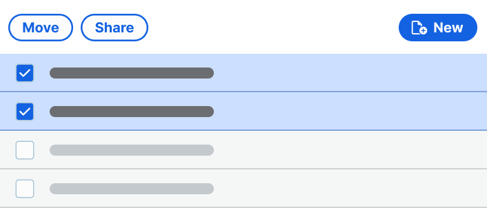 List of documents with secondary buttons